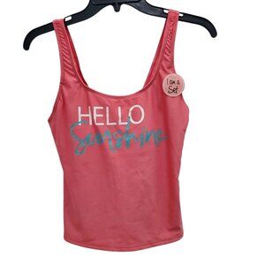 Bobbie Brooks‎ Women's Coral Hello Sunshine Swim Tankini Tank Top NWT Size M